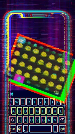 Cool Neon Glitch Keyboard Back