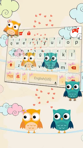 Cute Couple Owls Keyboard Them