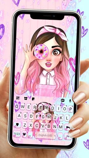 Cute Donut Girl Keyboard Backg