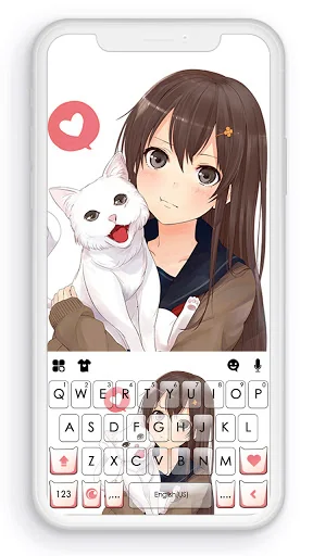 Cute Girl Kitty Keyboard Backg