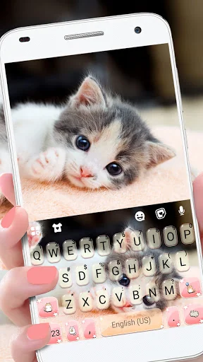Cute Kitty 2 Keyboard Backgrou screenshot 1