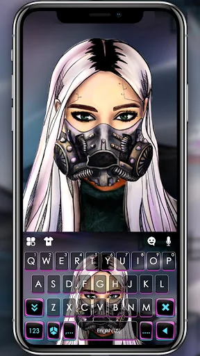 Cyberpunk Mask Keyboard Backgr