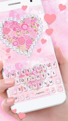 Diamond Pink Flora Heart Keybo