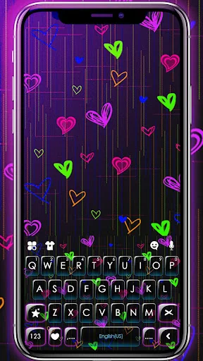 Doodle Neon Hearts Keyboard Th