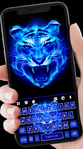 Fire Blue Tiger Keyboard Backg