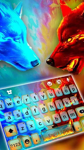 Fire Ice Wolf Keyboard Theme screenshot 1