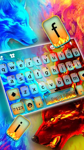 Fire Ice Wolf Keyboard Theme screenshot 2