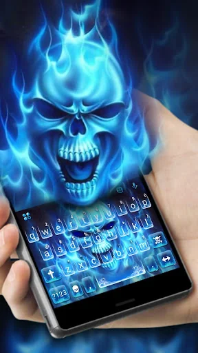 Flaming Ice Skull Keyboard The