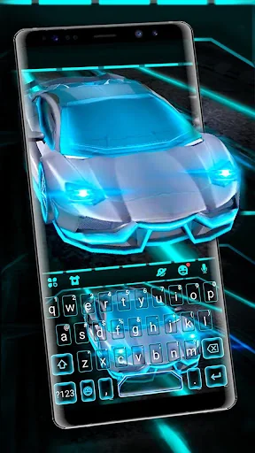 Flashy Neon Sports Car Keyboar
