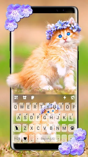 Floral Cute Cat Keyboard Backg