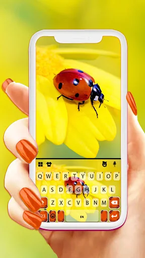 Flower Ladybug Keyboard Backgr