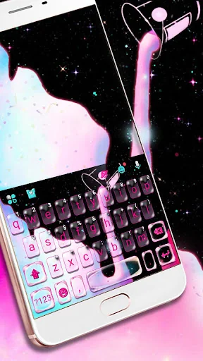Galaxy Pink Paint Keyboard The