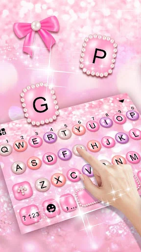 Girly Pink Pearl Keyboard Them