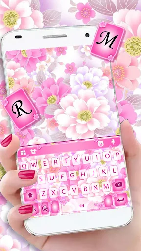 Glamour Pink Flowers Keyboard 