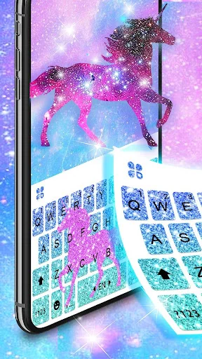 Galaxy Glistening Unicorn Keyb