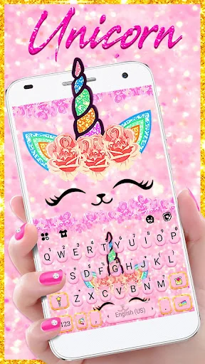 Glitter Pink Unicorn Keyboard