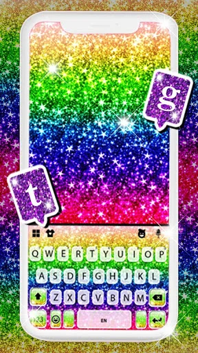 Glitter Rainbow Keyboard Backg