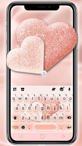 Glitter Rose Gold Hearts Keybo