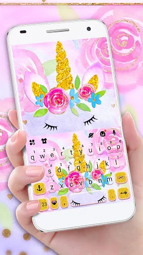 Gold Floral Unicorn Keyboard T