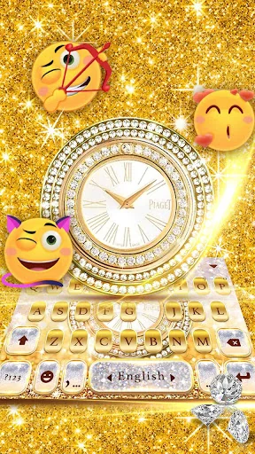 Gold Glitter Clock Keyboard Th screenshot 4