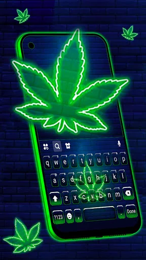Green Weed Neon Keyboard Backg