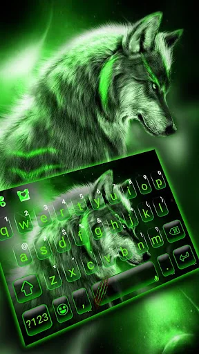 Green Wild Wolf Keyboard Theme screenshot 1