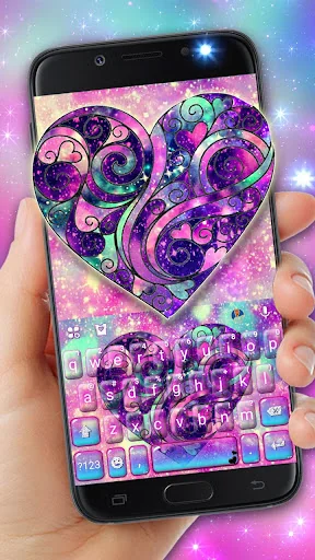 Heart 3d Galaxy Keyboard Theme