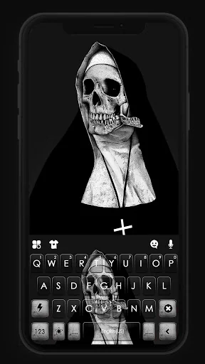 Horror Skull Nun Keyboard Back