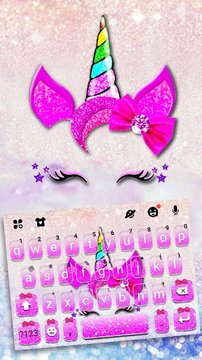 Hot Pink Unicorn Bowknot Keybo