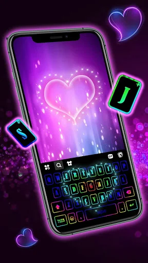 LED Heart Live Keyboard Backgr
