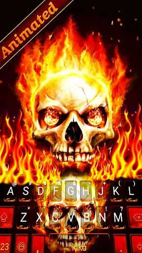 Live Fire Skull Keyboard Theme