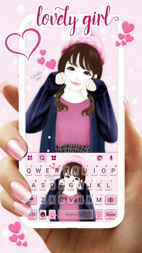 Lovely Cute Girl Keyboard Back