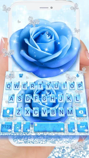 Luxury Blue Rose Keyboard Them