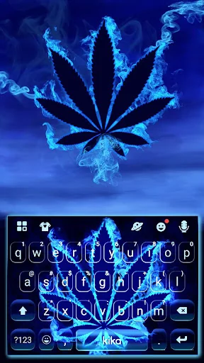 Neon Blue Weed Keyboard Theme screenshot 1