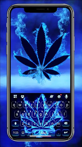 Neon Blue Weed Keyboard Theme screenshot 2
