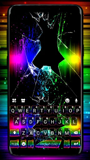 Neon Broken Glass Keyboard The