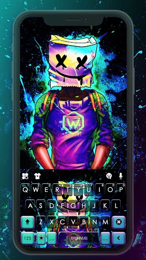 Neon Cool DJ Keyboard Backgrou