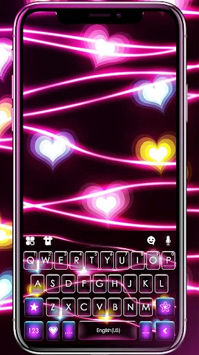 Neon Flash Hearts Keyboard Bac