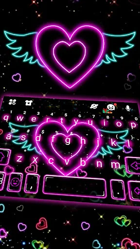 Neon Heart Wings Keyboard Them