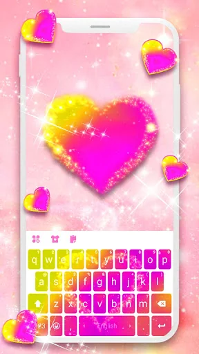 Neon Heart 3D Keyboard Backgro