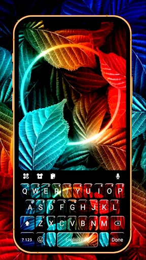Neon Leaf Keyboard Background
