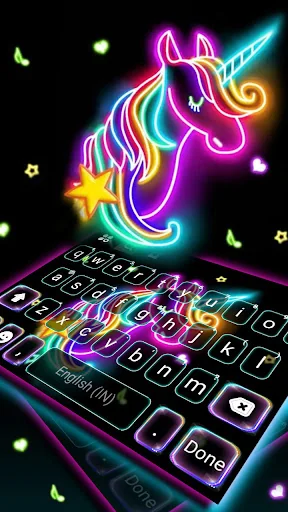 Neon Light Unicorn Keyboard Ba