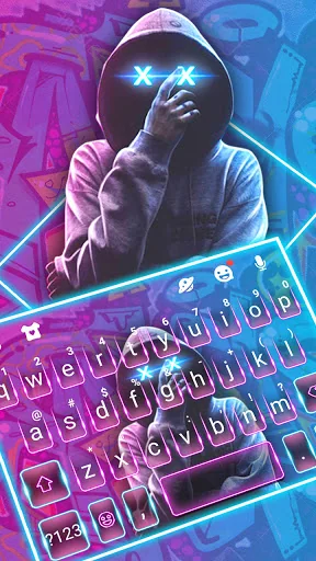 Neon Mask Man Keyboard Backgro