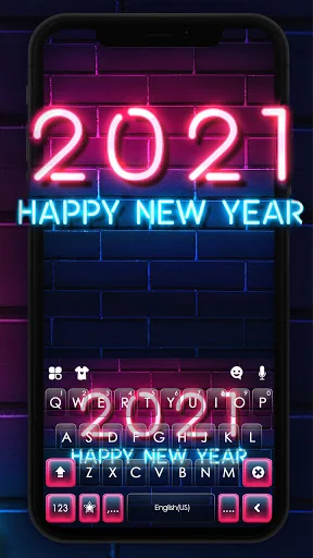 Neon New Year 2021 Keyboard Ba screenshot 1
