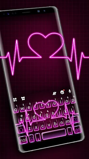 Neon Pink Heart Keyboard Theme