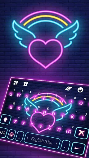 Neon Rainbow Heart Keyboard Ba