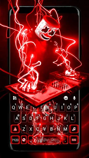 Neon Red Cool Dj Keyboard Them