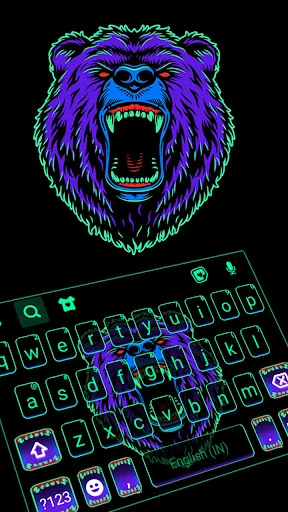 Neon Scary Bear Keyboard Backg