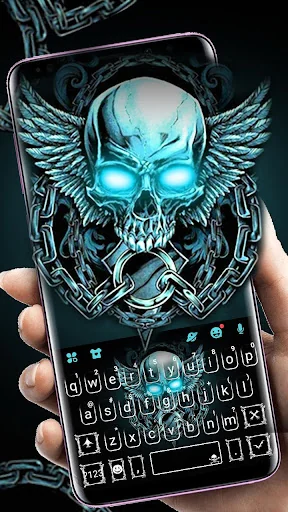 Neon Skull Wing Keyboard Theme