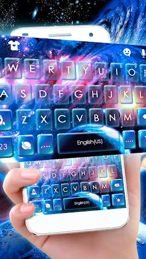 Neon Space Galaxy Keyboard The